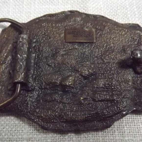 Vintage Distressed Corod Oil Sector Belt Buckle - Picture 4 of 6